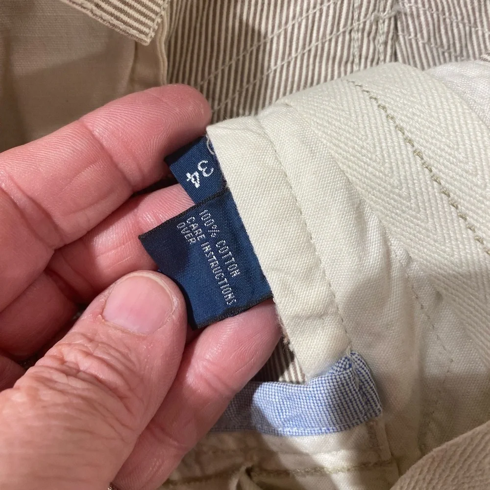 Polo by Ralph Lauren Tan and White Striped Shorts 34 (OK